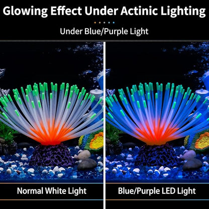 Uniclife Aquarium Imitative Green Sea Urchin Ball Artificial Silicone Ornament with Glowing Effect for Fish Tank Landscape Decoration UnicLife