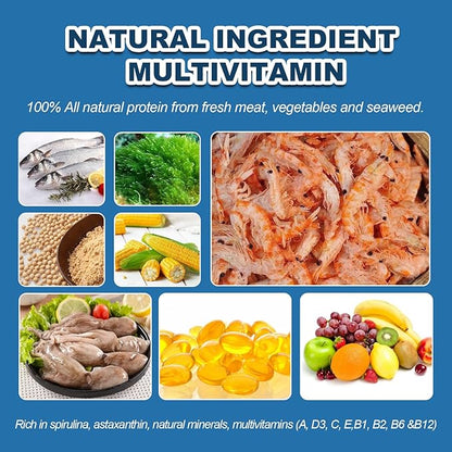Betta Fish Food Three Effects -Daily Nutritional Supplement Body Increase Color Increase High -Protein Floating Pellets Betta Food (4oz) yizeril