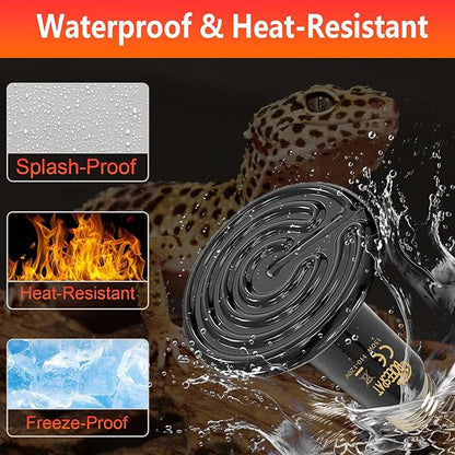 100W Ceramic Heat Emitter for Day and Night Use, Pack of 2 Reptile Basking Heat Lamp for Bearded Dragon, Lizard, Iguana & Amphibians (Black, 100 Watts) BOEESPATDirect