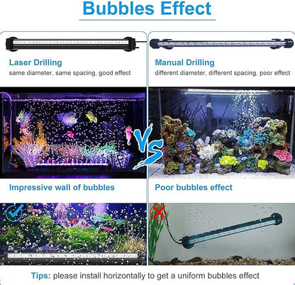 Aquarium Light with Air Bubble Hole, Full Spectrum RGB LED Submersible Fish Tank Lights, Sunrise Sunset Mode IP68 Waterproof with Remote Controller for fish and plants (38cm/15inch) ABESTFISH