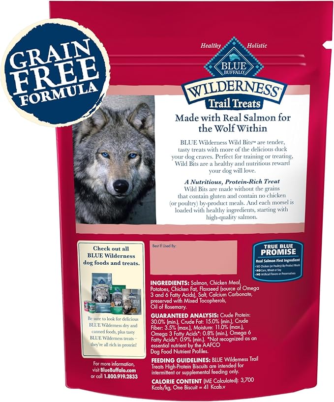 Blue Buffalo Wilderness Wild Bits Soft & Chewy Training Treats for Dogs, Grain-Free, Salmon Recipe, 4-oz. Bag - PAWPICO