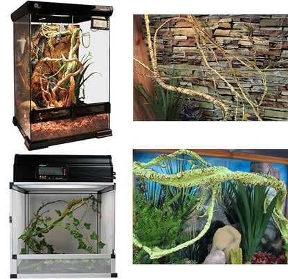kathson 3 PCS Reptile Vines Plants Flexible Bendable Jungle Climbing Vine Terrarium Plastic Plant Leaves Pet Tank Habitat Decor for Bearded Dragons Lizards Geckos Snakes Frogs and More Reptiles kathson
