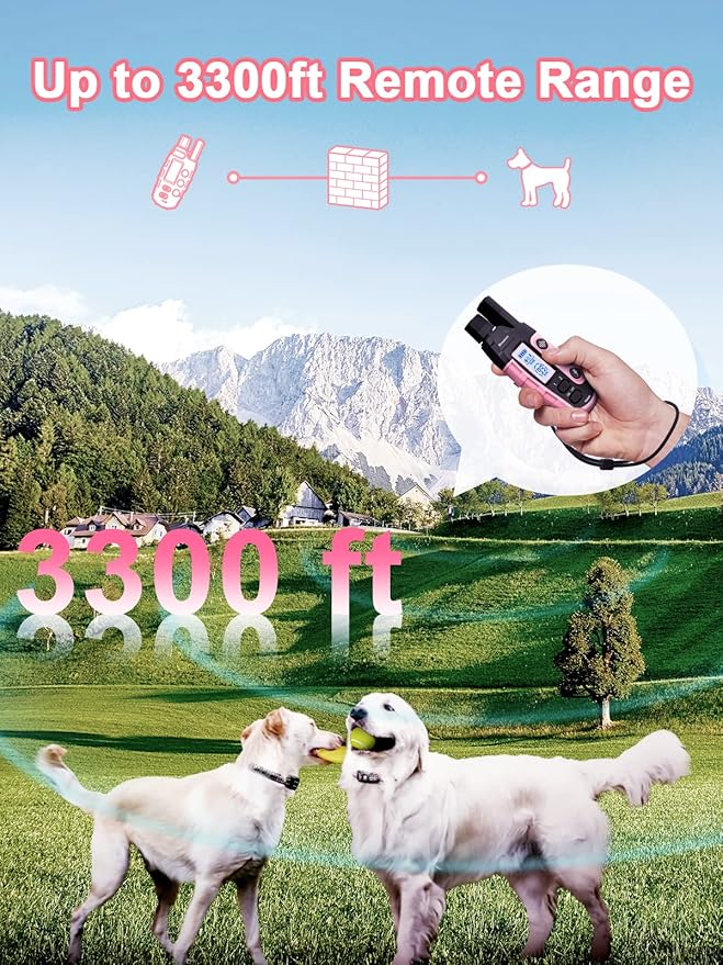 BOUSNIC Dog Shock Collar 2 Dogs (5-120Lbs) - 3300 ft Waterproof Training Collar for Dogs Large Medium Small with Rechargeable Remote, Beep (1-8) Vibration (1-16) and Humane Shock (1-99) Modes BOUSNIC