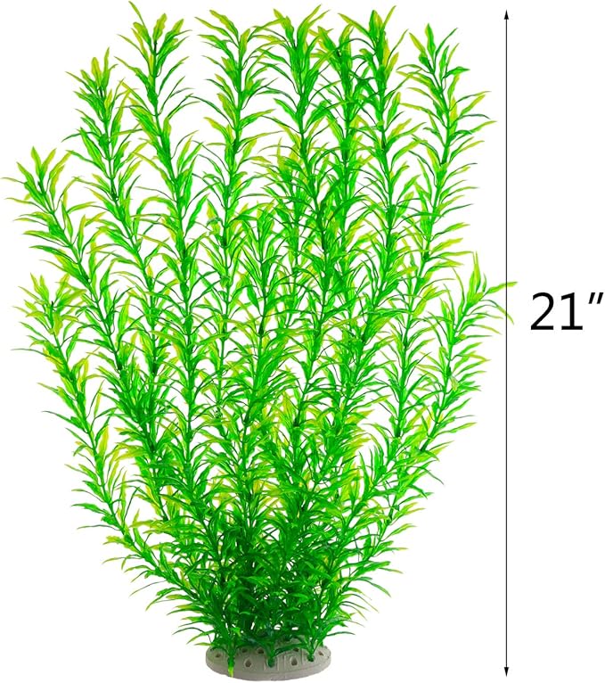 Aquarium Plastic Plants Large, Artificial Plastic Long Fish Tank Plants Decoration Ornaments Safe for All Fish 21 Inches Tall (J07 Green) JIH