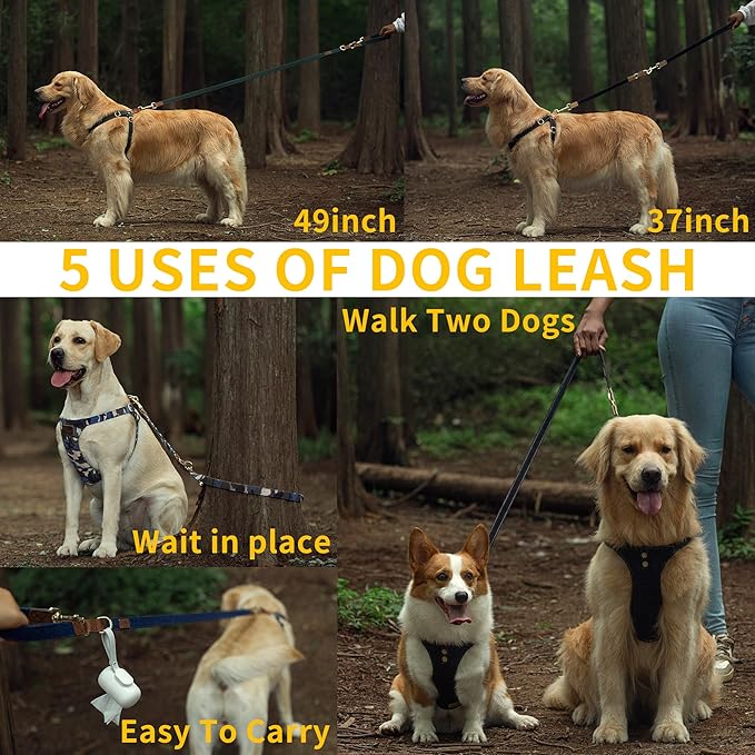 No Pull Dog Harness with Multifunction Dog Leash,Soft Adjustable No Choke Escape Proof Pet Harness Vest for Medium Dogs or Large Dogs,Denim Blue,L Puppytie