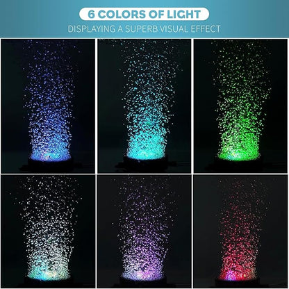 Pawfly 2 Inch Aquarium Air Stone Disc with LED Light Fine Bubbler Diffuser with Tubing for Fish Tank (Pump not Included) Pawfly