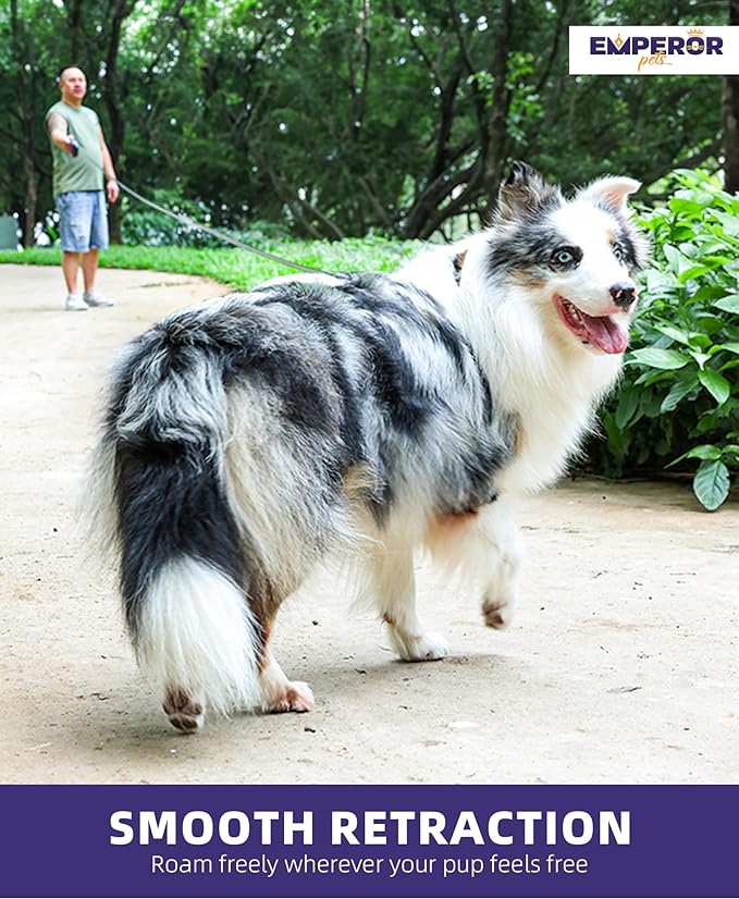 Emperor Pets 26 ft Retractable Leash Large Dogs - Up to 110lb, Heavy Duty Retractable 26 ft Leashes for Large Breed Medium Dogs -BL26 EmperorPets