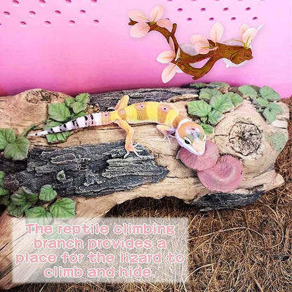 kathson 2 PCS Reptile Corner Branch, Lizard Climb Branches Decor Terrarium Plant Decoration with Suction Cup Reptile Tank Plant Ornament for Bearded Dragons Gecko Snake Spider Frog (Pink) kathson