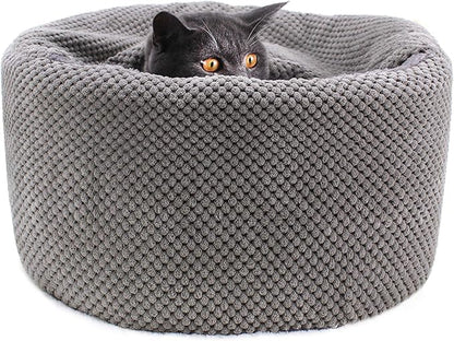 Winsterch Large Cat Beds Warm Covered Cat Beds for Indoor Outdoor Cats Kittens,Soft Enclosed Washable Round Pet Cat Cave Bed for Cats or Small Dog,Calming Cat Bed,16.5''x16.5''x7.48'' - PAWPICO