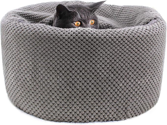 Winsterch Large Cat Beds Warm Covered Cat Beds for Indoor Outdoor Cats Kittens,Soft Enclosed Washable Round Pet Cat Cave Bed for Cats or Small Dog,Calming Cat Bed,16.5''x16.5''x7.48'' - PAWPICO