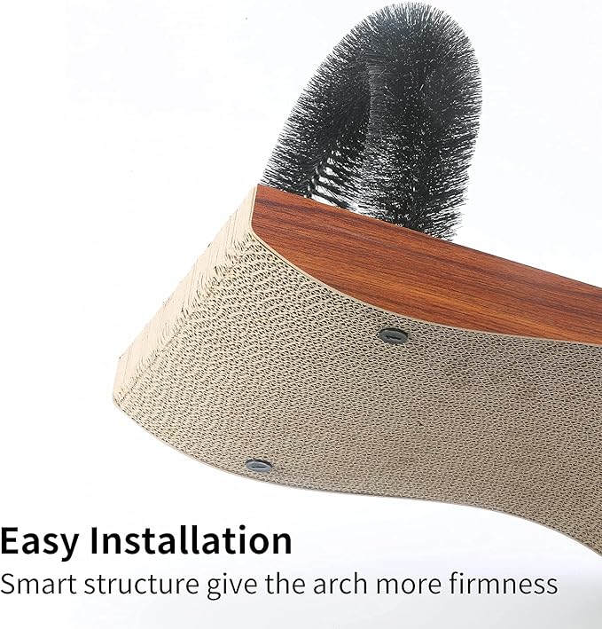 FUKUMARU Cat Self Groomer, 2.0 Version Cat Arch Face Scratcher with Scratcher Pad, Cats Back Grooming Massager Toy Brush for Indoor Kitten and Small Dog - PAWPICO