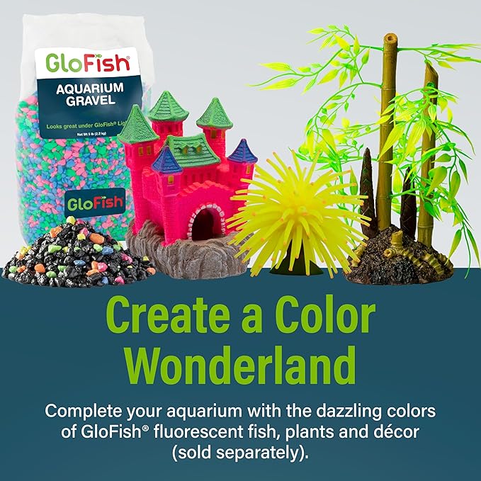 GloFish Aquarium Starter Kit, 6.6 Gallon Fish Tank, Includes Blue & White LED Lights, Tetra Whisper Bio-Bag Filter & Thermometer GloFish