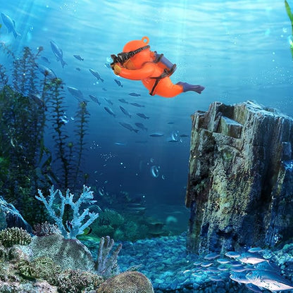 onesimcr Floating Fish Tank Decorations, Aquarium Decorations, Lovely Diver Fish Tank Decorations, Floating Device Fish Tank Accessories，Suitable for All Kinds of Fish Tanks(Orange)… onesimcr