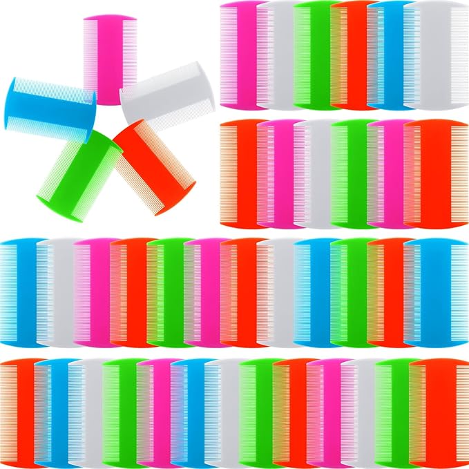 Hushee 100 Pcs Flea and Tick Grooming Tool - Double Sided Comb for Small Pets, Kittens and Puppies (5 Colors) Hushee