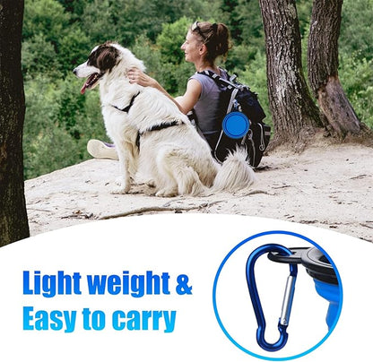 Dog Bowl Pet Collapsible Bowls, 2 Pack Collapsible Dog Water Bowls for Cats Dogs, Portable Pet Feeding Watering Dish for Walking Parking Traveling with 2 Carabiners (Small, Bule+Pink) - PAWPICO