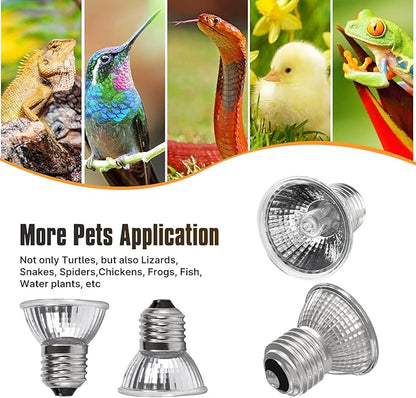 Reptile Heat Lamp Bulbs 4-pack (25W*2/50W*2), Amphibian Basking Light Bulb,Reptile Daylight Bulb, for Turtle,Bearded Dragon,Lizard,Works with Various Lamp Fixtures DTZYServiceforYourLife