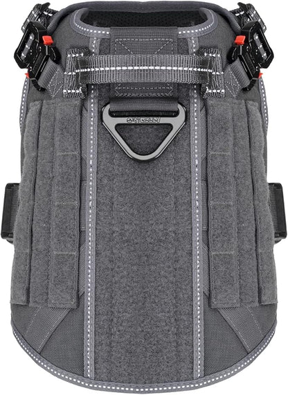 ICEFANG Tactical Dog Harness,Medium Size, 2X Metal Buckle,Working Dog MOLLE Vest with Handle,No Pulling Front Leash Clip,Hook and Loop Panel - PAWPICO