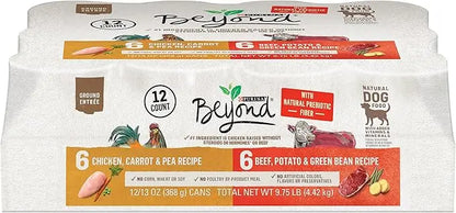 Purina Beyond Grain Free, Natural Pate Wet Dog Food, Chicken & Beef Recipe Variety Pack - (12) 13 oz. Cans - PAWPICO