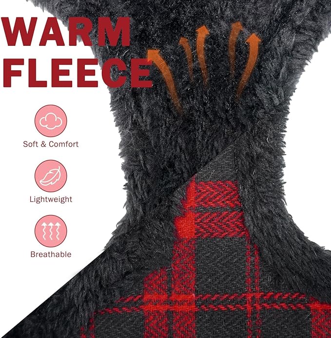 SCENEREAL Small Dog Harness Collar and Leash Set, Warm Fleece No Pull Puppy Vest Harness, Christmas Dog Outfit No Chock Adjustible Step in Pet Halter for Outdoor Walking Training, Red Plaid M SCENEREAL