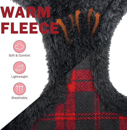 SCENEREAL Small Dog Harness Collar and Leash Set, Warm Fleece No Pull Puppy Vest Harness, Christmas Dog Outfit No Chock Adjustible Step in Pet Halter for Outdoor Walking Training, Red Plaid M SCENEREAL