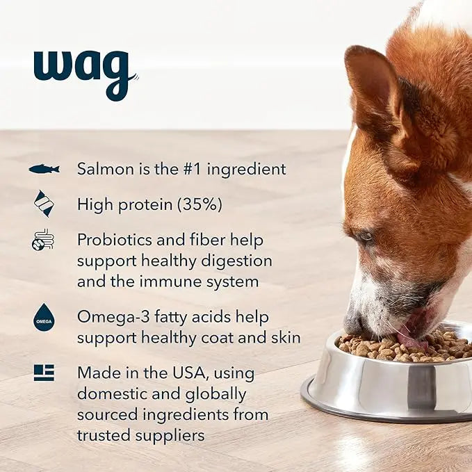 Amazon Brand - Wag Dry Dog Food Grain-Free Salmon & Lentil Recipe, High Protein (24 lb bag) - PAWPICO