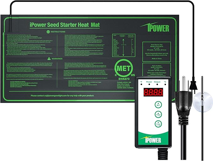 iPower 10" x 20.75" Waterproof Durable Seedling Heat Mat with Controller Warm Hydroponic Plant for Indoor Gardening Germination Starting iPower