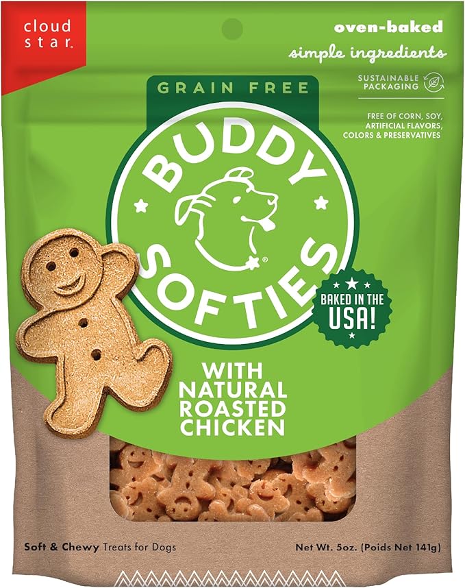 Buddy Biscuit Softies 5 oz Pouch, Soft & Chewy, Natural Roasted Chicken Flavor Dog Treats, Oven Baked in the USA - PAWPICO