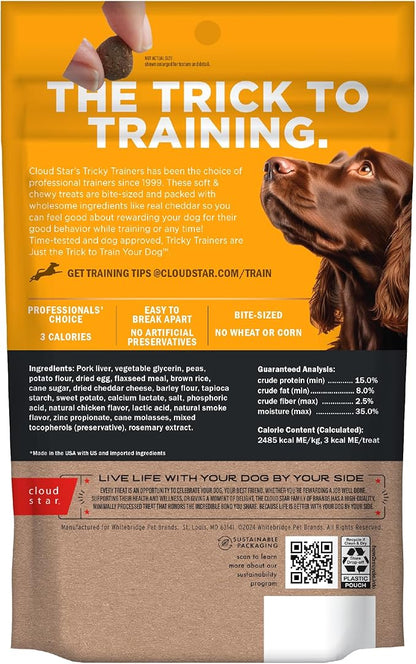 Cloud Star Tricky Trainers Soft & Chewy Dog Training Treats 5 oz Pouch, Cheddar Flavor, Low Calorie Behavior Aid with 130 treats - PAWPICO