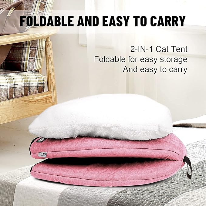 Cat Bed for Indoor Cats -Premium Pet Beds for Cats and Small Dogs, Cat Bed Cave, Comfortable Covered Cat Bed, Cat Tent, Kitten Bed, Small Animal Bed and Dog Bed Cave Cat Hut with Cushioned Pillow - PAWPICO