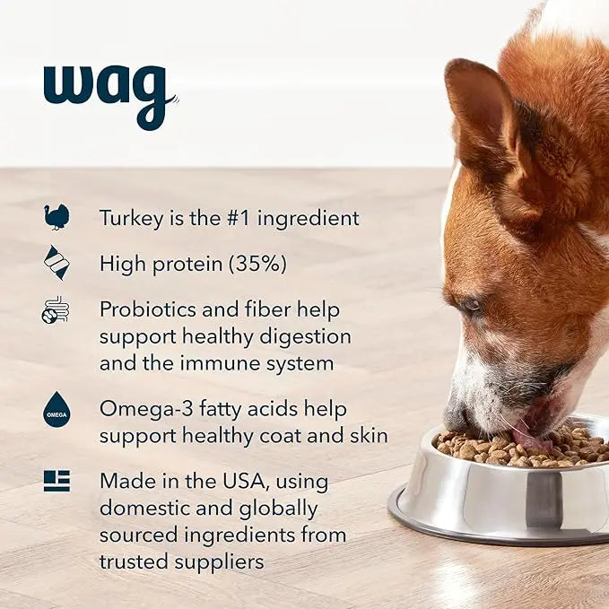 Amazon Brand - Wag Dry Dog Food Grain-Free Turkey & Lentil Recipe, High Protein (4 lb bag) - PAWPICO