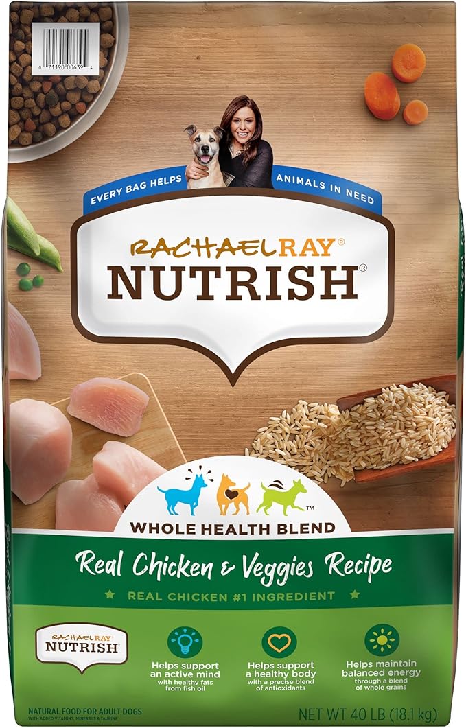 Rachael Ray Nutrish Premium Natural Dry Dog Food, Real Chicken & Veggies Recipe, 40 Pounds (Packaging May Vary) - PAWPICO