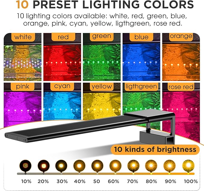 hygger 18W LED Aquarium Light for Plants, Full Spectrum Fish Tank Light with Timer Auto On/Off, 24/7 Lighting with Multi-Color, Adjustable Brightness, External Controller, for Freshwater(18"-24") hygger