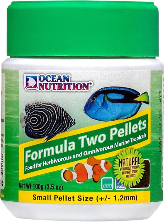 Ocean Nutrition Formula Two Pellets - Fish Food for Herbivorous & Omnivorous Marine Tropical Fish, High Protein(40%) - 3.5 oz (100 g) Small Pellets OceanNutrition