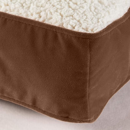 Happy Hounds Oscar Rectangle Orthopedic Foam Sherpa Dog Bed, Small (36 x 24 in.), Mocha - PAWPICO