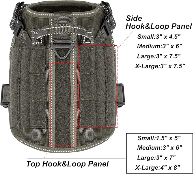 ICEFANG Tactical Dog Harness, Small Size,2X Metal Buckle,Working Dog MOLLE Vest with Handle,No Pulling Front Leash Clip,Hook and Loop Panel - PAWPICO