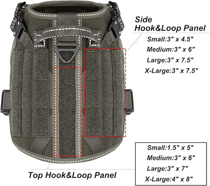 ICEFANG Tactical Dog Harness, Small Size,2X Metal Buckle,Working Dog MOLLE Vest with Handle,No Pulling Front Leash Clip,Hook and Loop Panel - PAWPICO