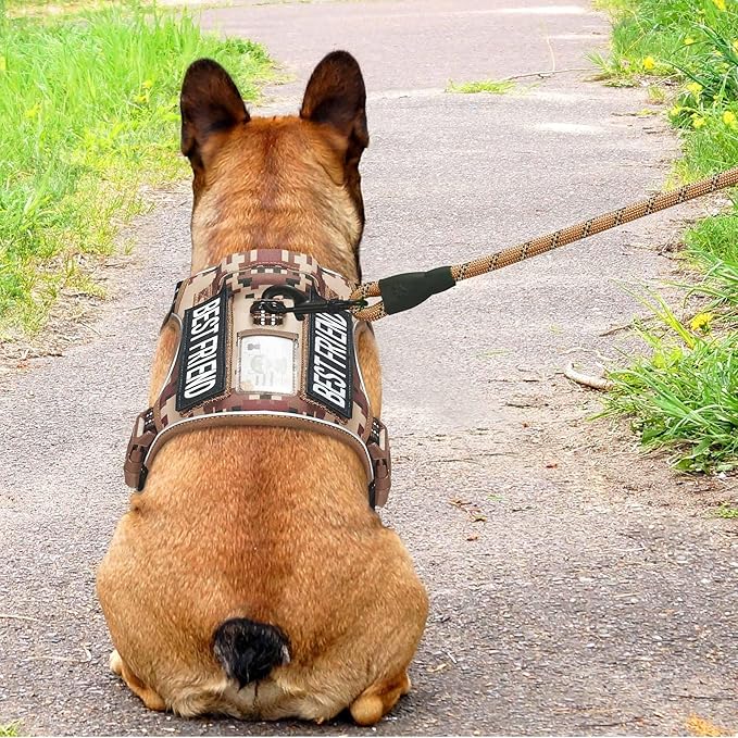 Heavy Duty Tactical Dog Harness for Small Dogs, No Pull Adjustable Pet Harness Reflective Service Training Easy Control Pet Vest Military K9 Working Dog Harnesses- Small, Desert Camo Beebielove