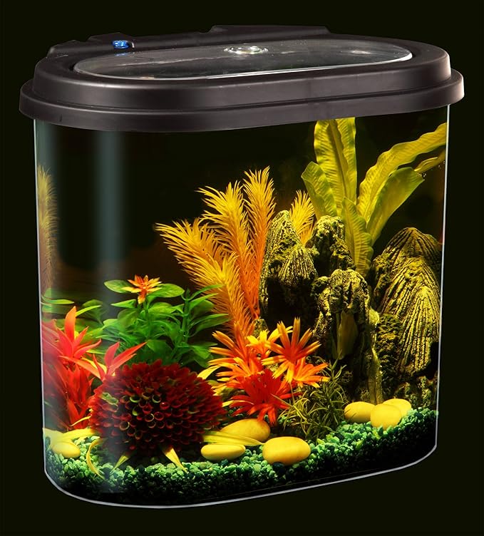 Koller Products AquaView 4.5-Gallon Aquarium Starter Kit with Full Filtration and LED Lighting (7 Dazzling Color Selection), Ideal for a Variety of Tropical Fish DISCOVERTHEEXCITINGWORLDOFKEEPINGTROPICALFISH