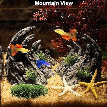 Aquarium Decoration Large and Tall for Fish Tank Rock Thematic Ornaments Aquarium Mountain View Stone Ornaments Aquarium Decor Shelter House Cave Fish Tank Decoration - Medium VMCN