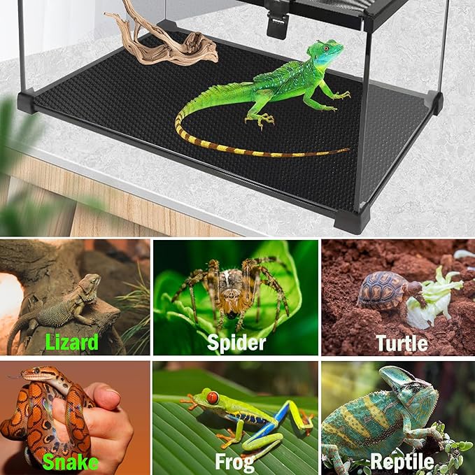 KABASI Reptile Substrate Liner Terrarium Carpet, Bearded Dragon Tank Accessories, Non-Adhesive Reptile Carpet Reptile Flooring Mat Bedding for Leopard Gecko, Snake, Lizard, Tortoise, 17.7x39.4 inch KABASI