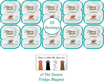Fancy Feast Gourmet Grain-Free Meals Wet Cat Food Pate and Gravy Petites 10 Twin Pack Trays, 20 Servings (Ocean Whitefish & Tuna Pate) - PAWPICO
