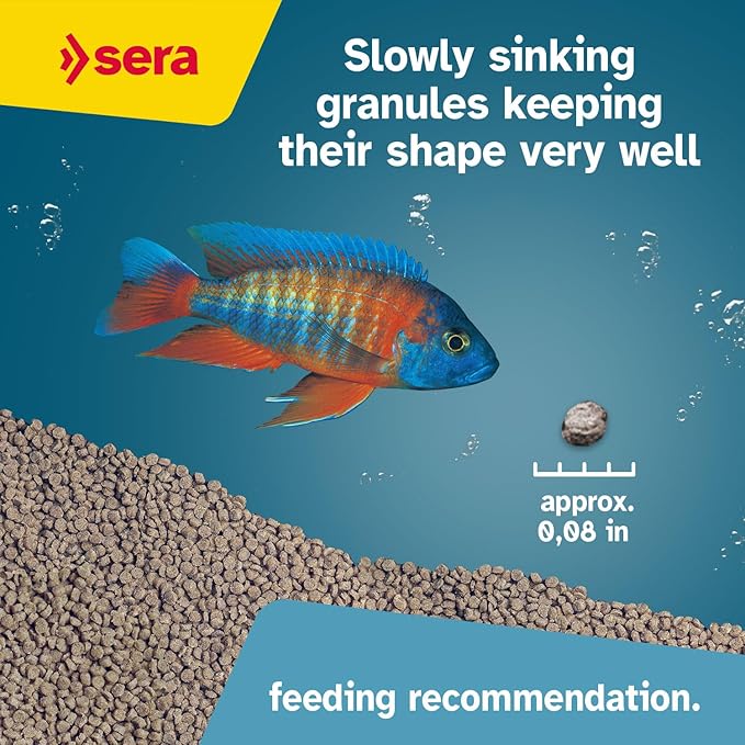 sera Granured Nature 33,8 fl oz | Premium Cichlid Food for Carnivores & Omnivores | High Protein, Omega Fatty Acids | with Krill for Vibrant Colors | Slow-Sinking, No Artificial Additives Sera