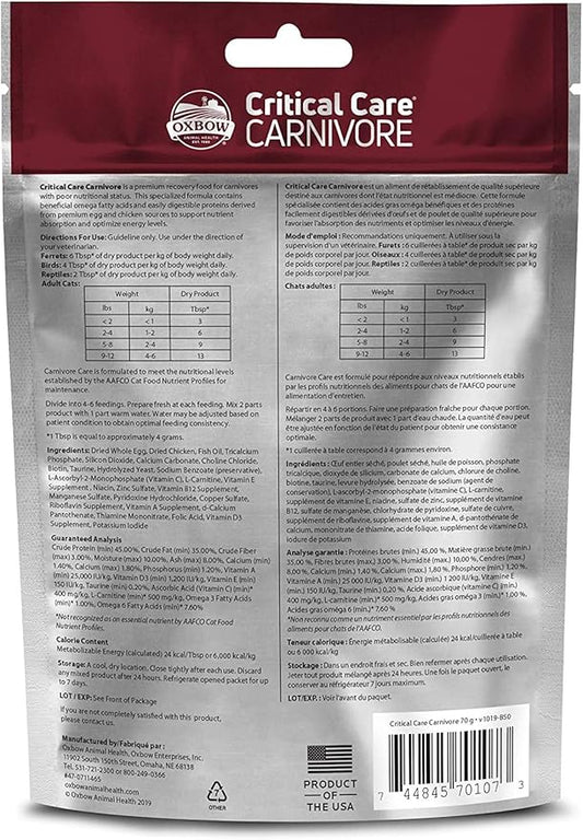 Oxbow 3 Pack of Critical Care Carnivore, 2.47 Ounces Each, Support Supplement for Small Pets OxbowAnimalHealth