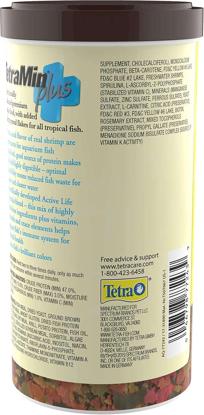 TetraMin Plus Tropical Flakes, Cleaner and Clearer Water Formula , 7.06 Oz (Pack of 12) Tetra