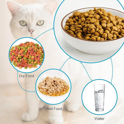 Ceramic Cat Bowls, Howise Pet Bowl Cat Dishes for Food and Water, 5.3 In Cat Food Dish 3 Pack Cat Food Bowls Set Small Dog Dish, Matte White Finish - PAWPICO