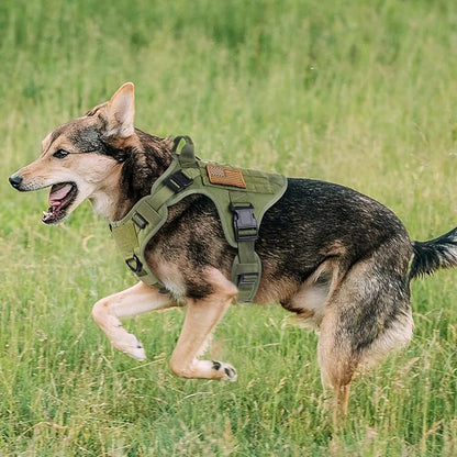rabbitgoo Tactical Dog Harness for Small, Heavy Duty Pet Harness with Handle, No-Pull Service Vest Small Breed, Adjustable Military Dog Vest for Training Hunting Walking, Green, S rabbitgoo