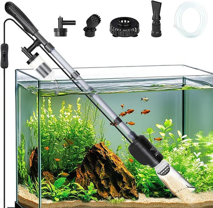AQQA Aquarium Vacuum Gravel Cleaner Electric Fish & Turtle Tank Water Changer 6 in 1 Multi-Functional Aquarium Cleaning Tools Set for Water Cleaning & Circulation (20W, 320GPH) AQQA