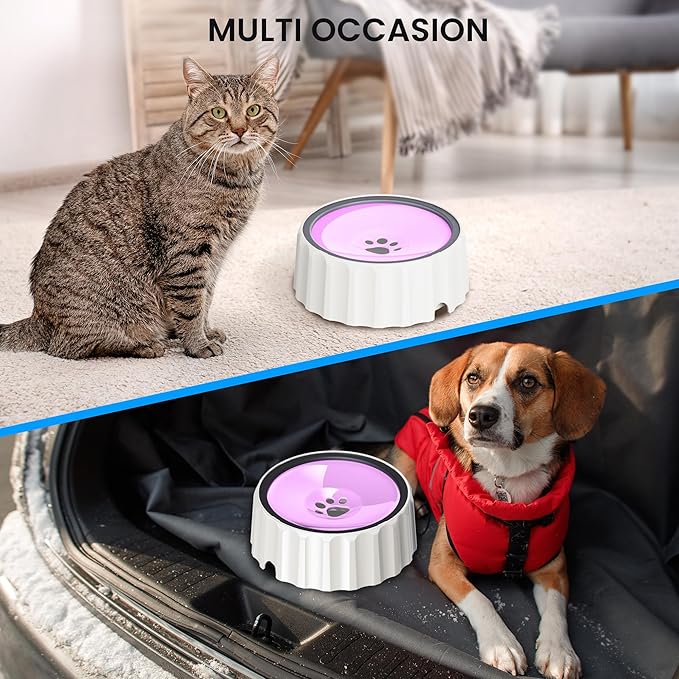 Dog Water Bowl No Spill 70oz/2L Large Capacity Dog Water Bowl Dispenser Non Slip No Splash Dog Water Bowl Pet Slow Feeder No Drip Dog Water Bowl on Vehicle Slow Water Bowl for Dogs and Cat Pink - PAWPICO