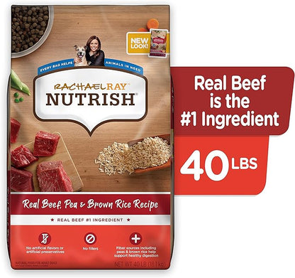 Nutrish Rachael Ray Premium Natural Dry Dog Food, Real Beef, Pea, & Brown Rice Recipe, 40 Pounds - PAWPICO