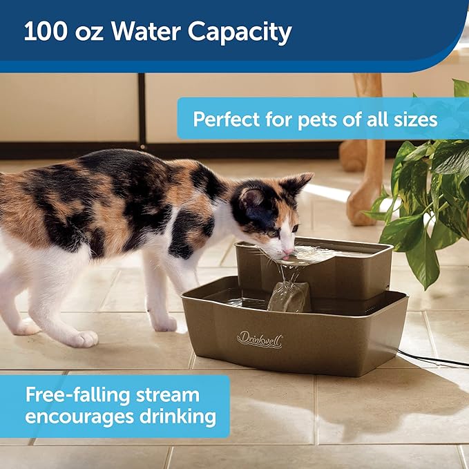 PetSafe Multi-Tier Pet Fountain – Large Waterer Great for Cats and Dogs – 2 Heights to Drink from – Great for Senior Pets – 100 Oz Water Capacity – Fresh, Filtered Water - PAWPICO